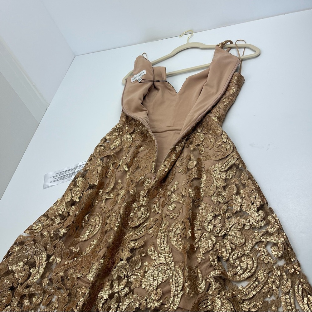Dress the Population Blair Gold Nude Embellished Midi Dress Women’s Size XS NEW - Picture 12 of 13